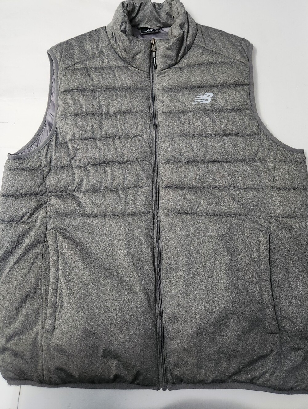 NEW BALANCE PUFFER VEST MEN'S FULL ZIP POCKETS COLOR GRAY SIZE LARGE
